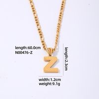 304 Stainless Steel Titanium Steel K Gold Plated Hip-Hop Simple Style Roman Style Polishing Plating Letter Pendant Necklace sku image 26