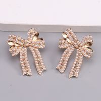 1 Pair Romantic Sweet Bow Knot Enamel Plating Alloy Zircon Gold Plated Ear Studs main image 3