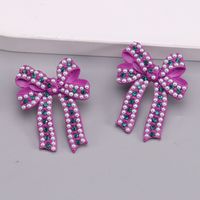1 Pair Romantic Sweet Bow Knot Enamel Plating Alloy Zircon Gold Plated Ear Studs main image 5