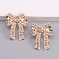 1 Pair Romantic Sweet Bow Knot Enamel Plating Alloy Zircon Gold Plated Ear Studs sku image 3