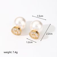 1 Pair Retro Round Plating Inlay Copper Zircon 18k Gold Plated Ear Studs sku image 2