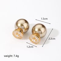 1 Pair Retro Round Plating Inlay Copper Zircon 18k Gold Plated Ear Studs sku image 1