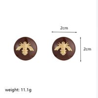 1 Pair Retro Flower Bee Plating Inlay Copper Agate Zircon 18k Gold Plated Ear Studs sku image 1
