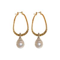 1 Pair Elegant Simple Style U Shape Inlay Imitation Pearl Alloy Zircon Gold Plated Drop Earrings main image 6