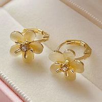 Wholesale Jewelry Elegant Simple Style Shiny Flower Alloy Rhinestones 24k Gold Plated Plating Inlay Ear Studs main image 9