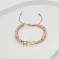 Simple Style Letter Freshwater Pearl Rope Knitting Women's Drawstring Bracelets sku image 9