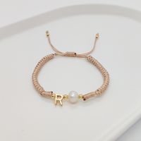 Simple Style Letter Freshwater Pearl Rope Knitting Women's Drawstring Bracelets sku image 18