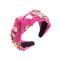 Women's Luxurious Queen Letter Heart Shape Cloth Inlay Rhinestones Glass Hair Band sku image 1