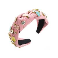 Women's Luxurious Queen Letter Heart Shape Cloth Inlay Rhinestones Glass Hair Band sku image 3