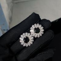 1 Pair Simple Style Flower Inlay Copper Artificial Gemstones Zircon Earrings sku image 2