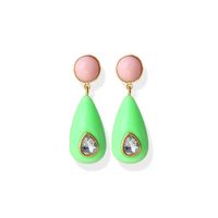 1 Pair Ig Style Water Droplets Plating Inlay Plastic Resin Brass Zircon Gold Plated Ear Studs sku image 1