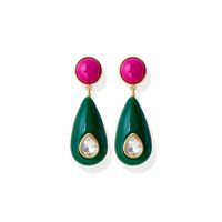 1 Pair Ig Style Water Droplets Plating Inlay Plastic Resin Brass Zircon Gold Plated Ear Studs sku image 6