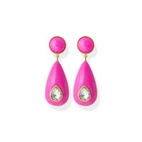 1 Pair Ig Style Water Droplets Plating Inlay Plastic Resin Brass Zircon Gold Plated Ear Studs sku image 4