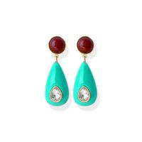 1 Pair Ig Style Water Droplets Plating Inlay Plastic Resin Brass Zircon Gold Plated Ear Studs sku image 5