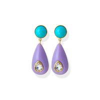 1 Pair Ig Style Water Droplets Plating Inlay Plastic Resin Brass Zircon Gold Plated Ear Studs sku image 3