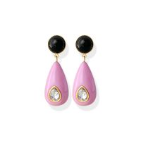 1 Pair Ig Style Water Droplets Plating Inlay Plastic Resin Brass Zircon Gold Plated Ear Studs sku image 7