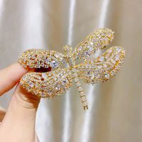 Glam Dragonfly Copper Inlay Zircon Women's Brooches sku image 1