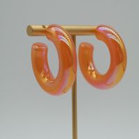 1 Pair Elegant Sweet Solid Color Stoving Varnish Arylic Hoop Earrings main image 1