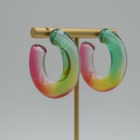 1 Pair Elegant Sweet Solid Color Stoving Varnish Arylic Hoop Earrings main image 2