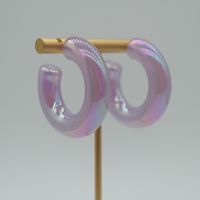 1 Pair Elegant Sweet Solid Color Stoving Varnish Arylic Hoop Earrings main image 4