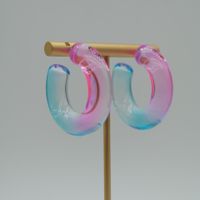 1 Pair Elegant Sweet Solid Color Stoving Varnish Arylic Hoop Earrings main image 3