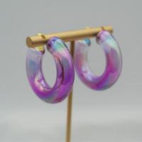 1 Pair Elegant Sweet Solid Color Stoving Varnish Arylic Hoop Earrings sku image 3