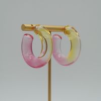 1 Pair Elegant Sweet Solid Color Stoving Varnish Arylic Hoop Earrings sku image 2
