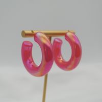 1 Pair Elegant Sweet Solid Color Stoving Varnish Arylic Hoop Earrings sku image 4
