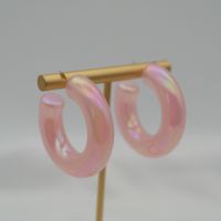 1 Pair Elegant Sweet Solid Color Stoving Varnish Arylic Hoop Earrings sku image 30