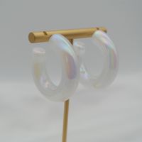 1 Pair Elegant Sweet Solid Color Stoving Varnish Arylic Hoop Earrings sku image 24