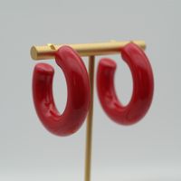 1 Pair Elegant Sweet Solid Color Stoving Varnish Arylic Hoop Earrings sku image 7
