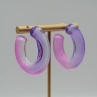 1 Pair Elegant Sweet Solid Color Stoving Varnish Arylic Hoop Earrings sku image 8