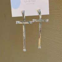 1 Pair Vintage Style Cross Solid Color Plating Inlay Mixed Materials Zircon Drop Earrings main image 5