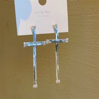 1 Pair Vintage Style Cross Solid Color Plating Inlay Mixed Materials Zircon Drop Earrings main image 2