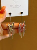 1 Pair Vintage Style Heart Shape Tassel Metal Drop Earrings main image 2