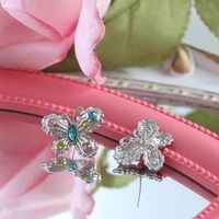 Wholesale Jewelry Vintage Style Butterfly Alloy Zircon Plating Inlay Ear Studs main image 3