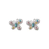 Wholesale Jewelry Vintage Style Butterfly Alloy Zircon Plating Inlay Ear Studs main image 2