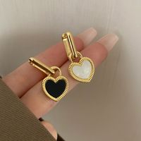 1 Pair Simple Style Heart Shape Enamel Plating Alloy 18k Gold Plated Drop Earrings main image 4