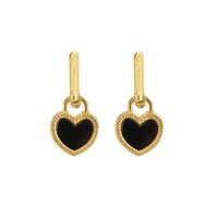 1 Pair Simple Style Heart Shape Enamel Plating Alloy 18k Gold Plated Drop Earrings main image 2