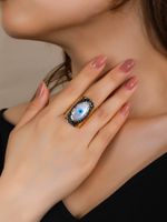 Ig Style Devil's Eye Ferroalloy Plating Inlay Rhinestones Shell 14k Gold Plated Women's Open Rings main image 3