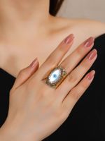 Ig Style Devil's Eye Ferroalloy Plating Inlay Rhinestones Shell 14k Gold Plated Women's Open Rings main image 4