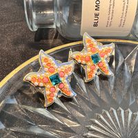 1 Piece Ig Style Starfish Plating Inlay Copper Pearl Zircon Gold Plated Ear Studs main image 5