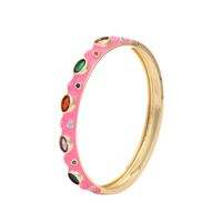Simple Style Solid Color Copper Enamel Plating Inlay Zircon 18k Gold Plated Bangle main image 3