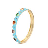 Simple Style Solid Color Copper Enamel Plating Inlay Zircon 18k Gold Plated Bangle sku image 1