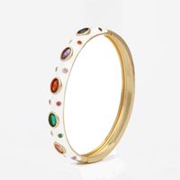 Simple Style Solid Color Copper Enamel Plating Inlay Zircon 18k Gold Plated Bangle sku image 2