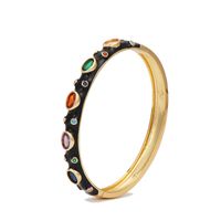 Simple Style Solid Color Copper Enamel Plating Inlay Zircon 18k Gold Plated Bangle sku image 3