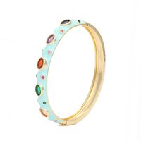 Simple Style Solid Color Copper Enamel Plating Inlay Zircon 18k Gold Plated Bangle sku image 6