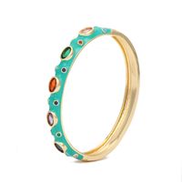 Simple Style Solid Color Copper Enamel Plating Inlay Zircon 18k Gold Plated Bangle sku image 5