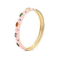 Simple Style Solid Color Copper Enamel Plating Inlay Zircon 18k Gold Plated Bangle sku image 7