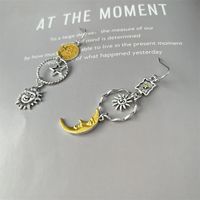 1 Pair Retro Sun Star Moon Plating Alloy Silver Plated Ear Hook main image 2